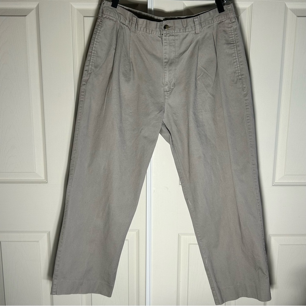 Classic Double Pleated Khaki Chinos-100% Cotton Men’s Size 38- Vintage